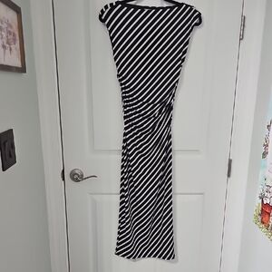 H&M Black and White Diagonal Striped Midi Dress